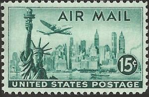 # C35 MINT NEVER HINGED N.Y. SKYLINE WET PRINT