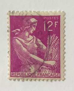 France 1957 Scott 834 used - 12fr,  Farm Women holding wheat