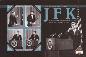 St Kitts - 2014 President John F Kennedy - 4 Stamp Sheet - Scott #867