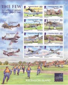 Ascension - 2010 Battle of Britain - 8 Stamp Sheet - 1K-012