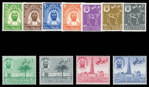 Abu Dhabi 1964 Definitives set complete superb MNH. SG 1-11. Sc 1-11.