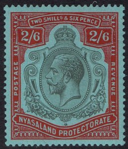 NYASALAND 1921 KGV 2/6 WMK MULTI SCRIPT CA