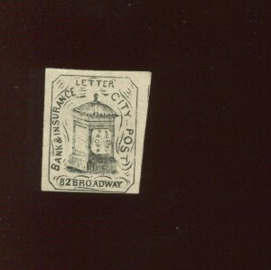 87L52 BLACK COLOR VAR Hussy's Post New York Unused Stamp with PF Cert (BZ 48)