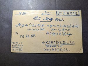 1946 Burma Airmail Cover Rangoon to Karaikudi India via Madras