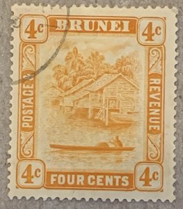 Brunei 1929 4c orange, used.  Scott 48, CV $1.25.   SG 65