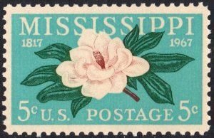 SCOTT  1337  MISSISSIPPI MAGNOLIA  5¢  SINGLE  MINT NEVER HINGED