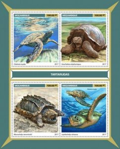 Mozambique - 2017 Turtles on Stamps - 4 Stamp Sheet - MOZ17116a