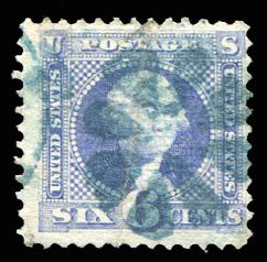 United States, 1869 Pictorials #115 Cat$250, 1869 6c ultramarine, blue cancels