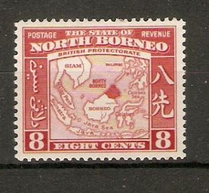 NORTH BORNEO 1939 8c SG 308 LIGHTLY HINGED MINT