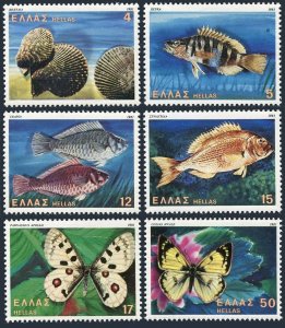 Greece 1397-1402, MNH. Michel 1456-1461. Fauna 1981. Cockles, Butterflies, Fish.