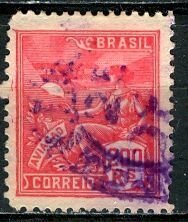 Brazil; 1922: Sc. # 242: Used Wmk. 100 Single Stamp