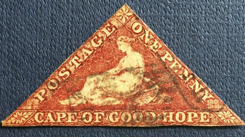 CAPE OF GOOD HOPE 1d IMPERF TRIANGLE FINE USED FINE CUT EDGES SG#18b C5180