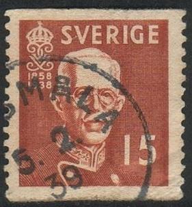Sweden#276- King Gustaf V - Coil - Used (Sw-034)