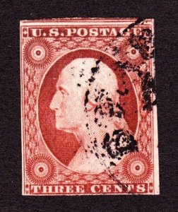 US 10a 3c Washington Used Position 19L2E  '51 Orange Brown VF  SCV $160