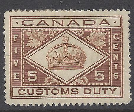 Canada Customs Duty Stamp FCD3 Used 5cent