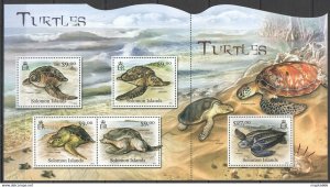 2012 Solomon Islands Turtles Reptiles Marine Life Fauna #1476-1480 1Sh ** Ls004