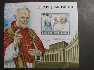 ​BURUNDI STAMP 2012 SC#1386-POPE JOHN PAUL II -IMPERF: MNH S/S  VERY FINE