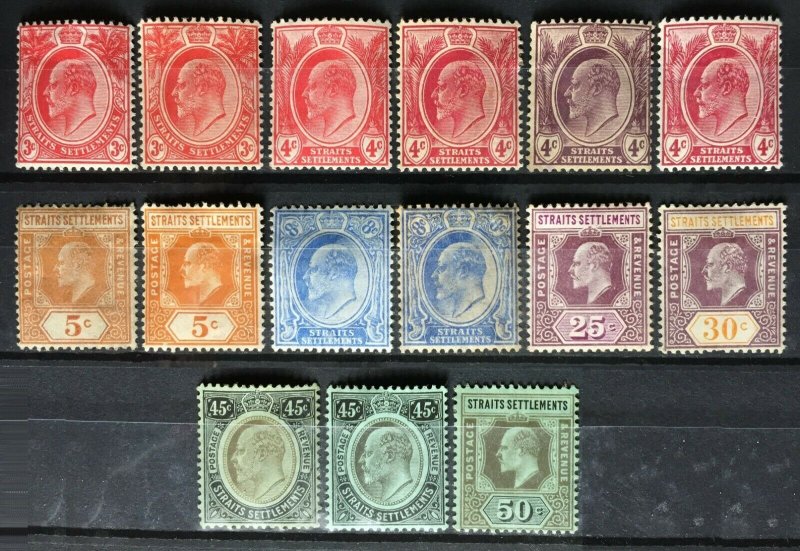 Malaya Straits Settlements 1906-12 KE VII 15V MH LH wmk MCCA M2382