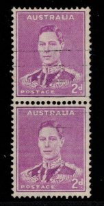 AUSTRALIA 1941 2d George VI Coil Pair; Scott 182B, SG 185a; Used