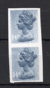 14p MACHIN IMPERFORATE VERTICAL PAIR (PRINTER'S WASTE?)