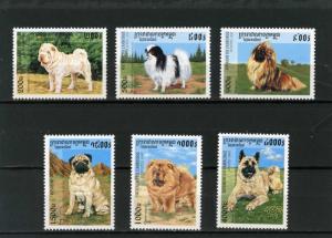 Cambodia 1997 SC #1638-43 Complete Set of 6 Dogs Set Cancelled-To-Order.