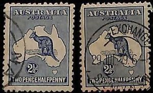 ZA0030g -  AUSTRALIA    - STAMP - SG# 36 + 36b  Used - KANGAROOS