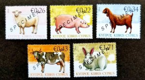 Cyprus Farm Animals 2010 Cow Rabbit Pig Sheep Goat Ox (specimen stamp) MNH