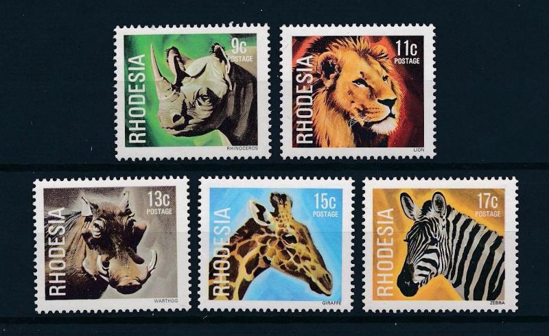 [60185] Zimbabwe Rhodesia 1978 Wild animals Rhino Lion Giraffe from set MLH