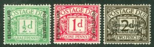 SG D1-D3 Bechuanaland 1926 Postage due set of 3. Fresh mounted mint CAT £50