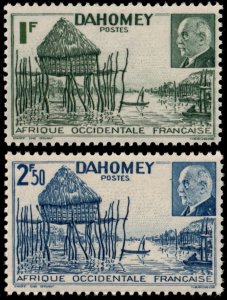 ✔️ VICHY FRANCE DAHOMEY 1941 - PETAIN & STILT HOUSE - Sc 135/136 MNH ** [03P3]