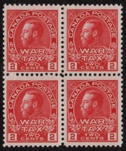 CAN SC #MR2 MNH B4 1915 2c War Tax Stamp CV $260.00