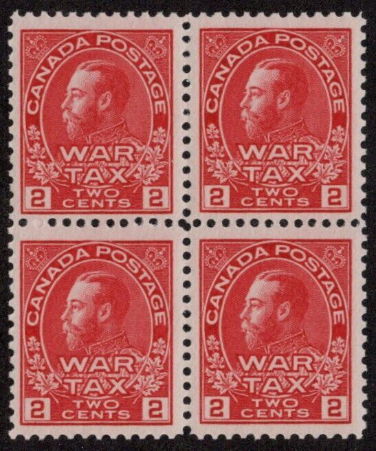 CAN SC #MR2 MNH B4 1915 2c War Tax Stamp CV $260.00