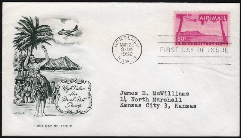 SC#C46 80¢ Diamond Head FDC: Artmaster (1952) Addressed