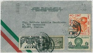 37531  MEXICO -  POSTAL HISTORY:  COVER to ITALY via TRANSATLANTIC CLIPPER  1939