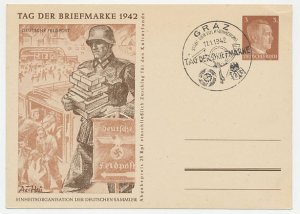 Postal stationery Germany 1942 Philatelic day Graz - Feldpost - Fieldpost