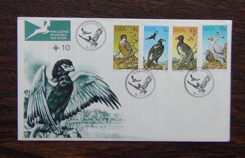 South West Africa 1975 Protected Birds of Prey set on First Day Cover