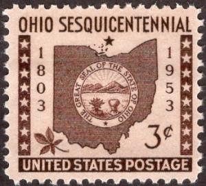 United States 1018 - Mint-NH - 3c Ohio, 150th (1953)