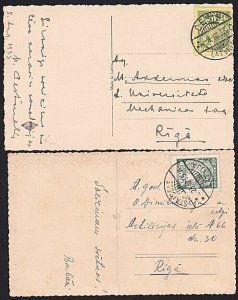 LATVIA 1933-35 2 picture postcard used ex Cesis & Staicele.................B6336