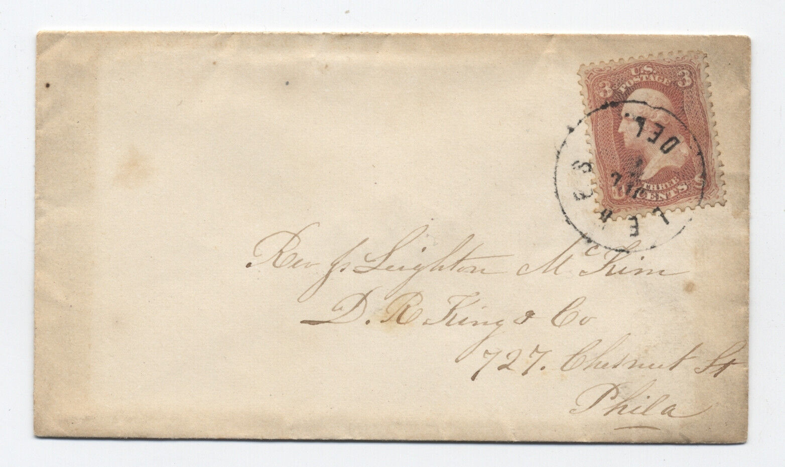 1860s Lewes De 65 Cover Civil War Patriotic Red And Blue Edging S3093 United States 