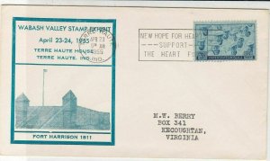 U.S. 1955 Wabash Valley Stamp Exhibition F.Harrison Illust Stamp Cover Ref 37709