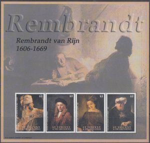 ST VINCENT GRENADINES Sc # 3106 CPL MNH SHEET of 4  - REMBRANDT