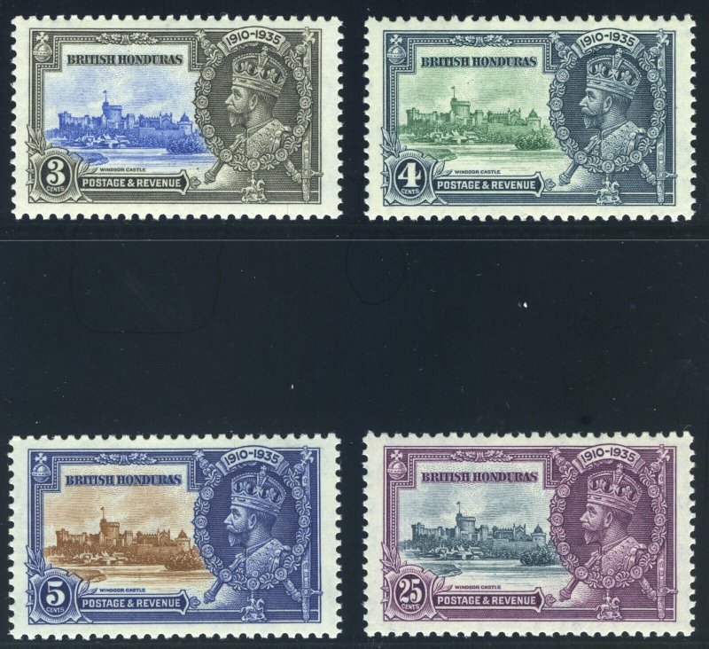 British Honduras 1935 KGV Silver Jubilee set MNH. SG 143-146. Sc 108-111.