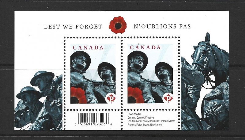 CANADA - 2009 LEST WE FORGET SOUVENIR SHEET - SCOTT 2341a - MNH