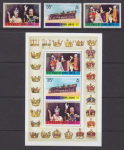 Tuvalu Sc 43-45a MNH. 1977 QEII Silver Jubilee + Souvenir Sheet