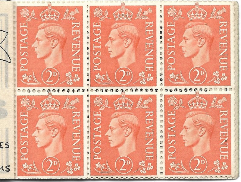 Doyle's_Stamps: 1944 WWII King George VI Booklet -- Missing One (1) Stamp