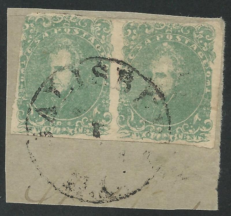 CSA Scott #3 Used Pair of Confederate Stamps on Piece Salisbury, NC w/ CSA Cert