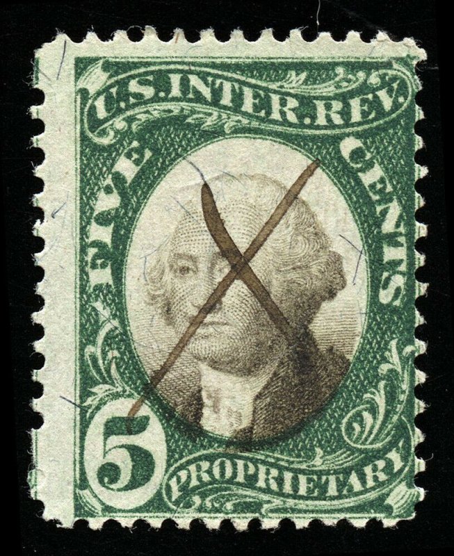 B242 U.S. Revenue Scott 5-cent proprietary, manuscript cancel, SCV = $175