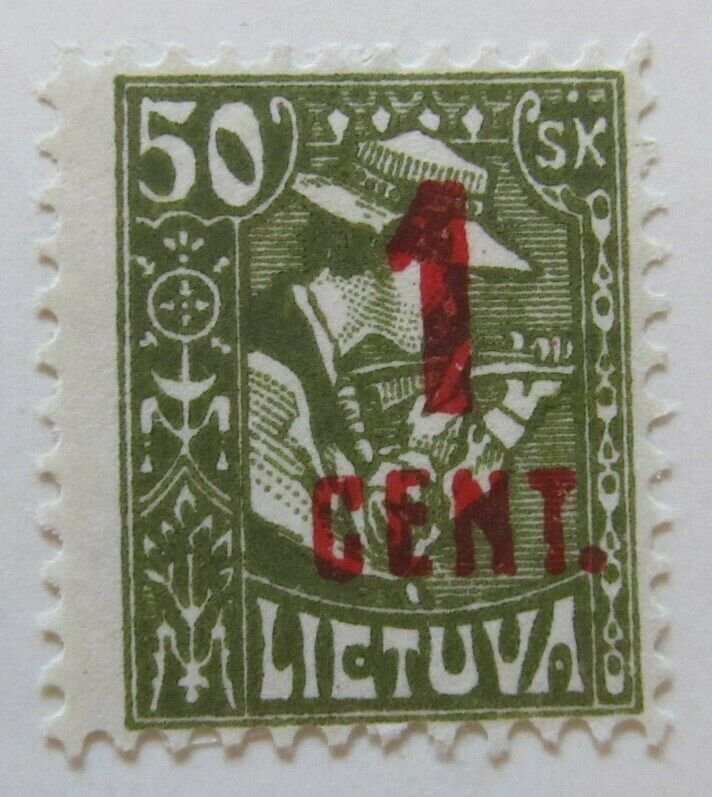 A11P5F29 Litauen Lituanie Lithuania 1922 Wmk Webbing surch 1c on 50sk MH*