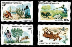 Togo 1975 - Hunting Rabbits, Deer - Set of 4 - 909-10, C250-1 - MNH