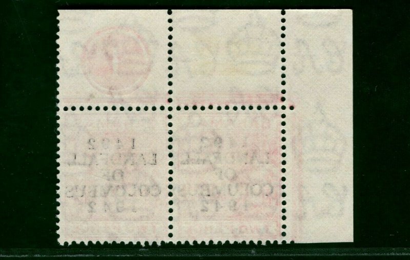 BAHAMAS KGVI Stamp SG.165 2d *COLUMBUS* Superb PLATE No. Corner Pair UM LBLUE131